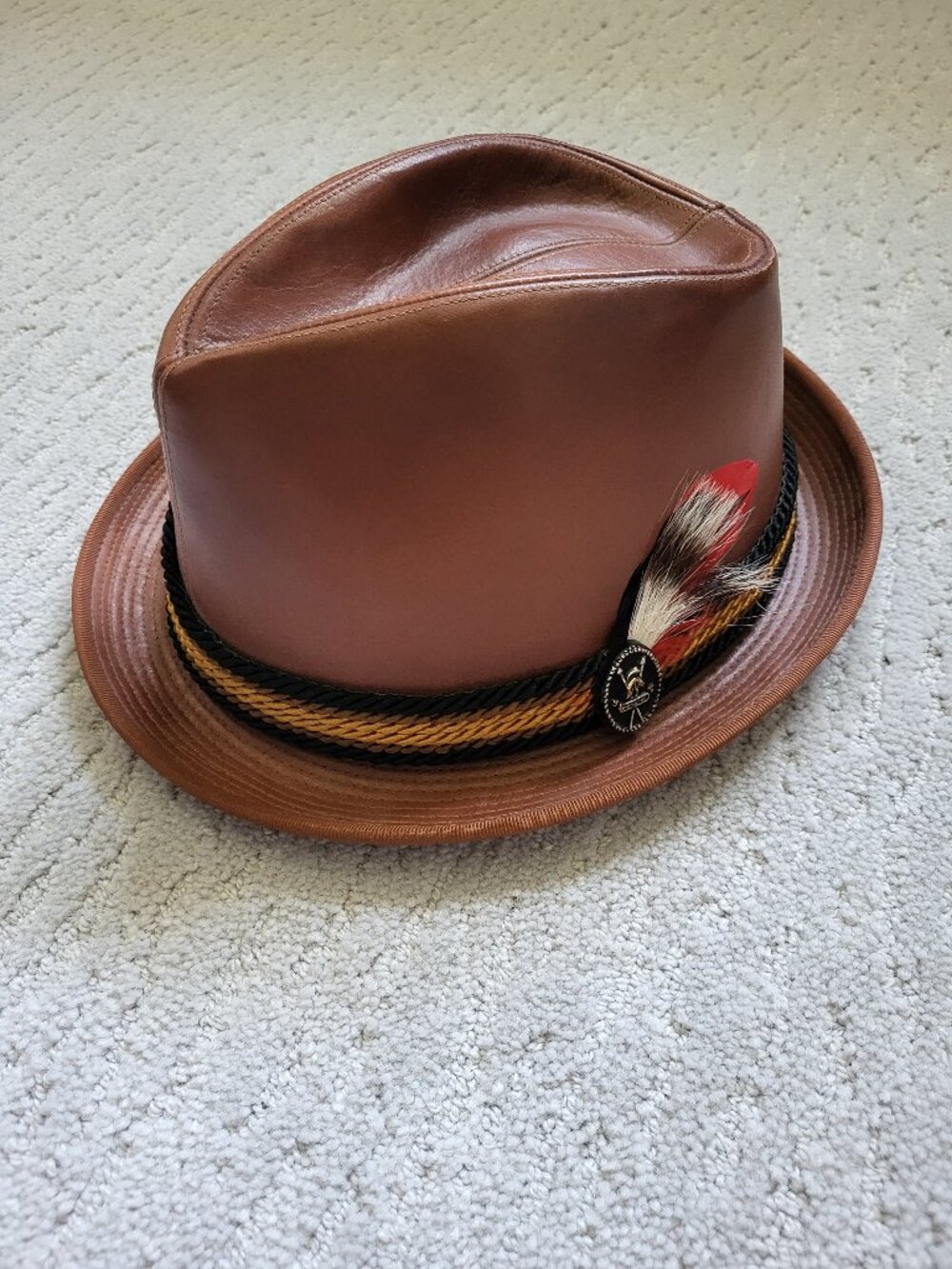 Small Brown Vintage Stetson Faux Leather Fedora